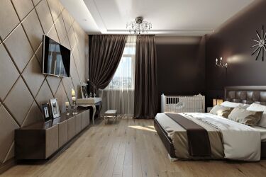 Дизайн спальни в серо коричневых тонах (60 фото)