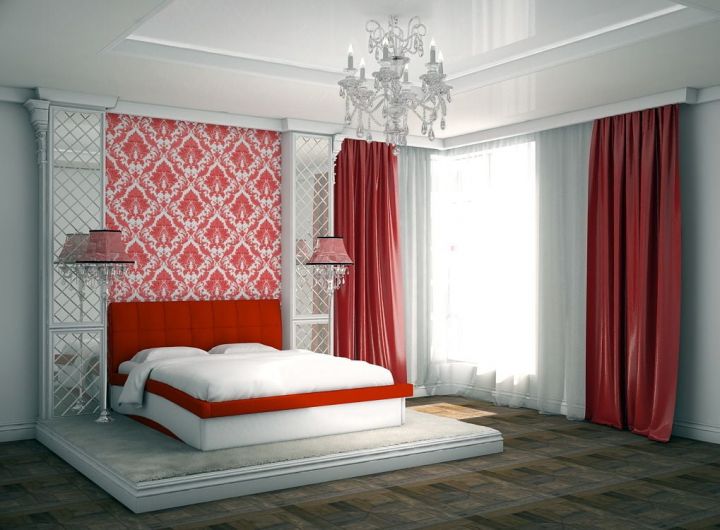 Красно-белая спальня