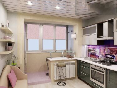 Проект кухни 10 м2 с балконом планировка и дизайн