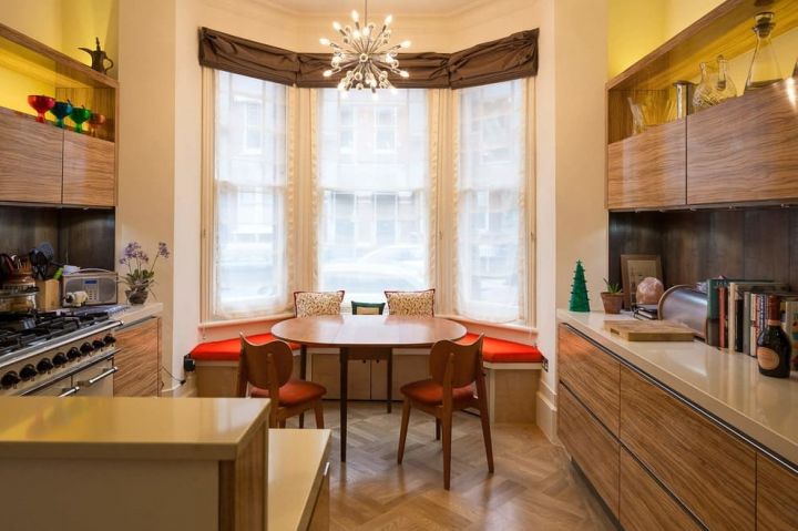 Интерьер кухни с эркером в квартире дизайн (55 фото)