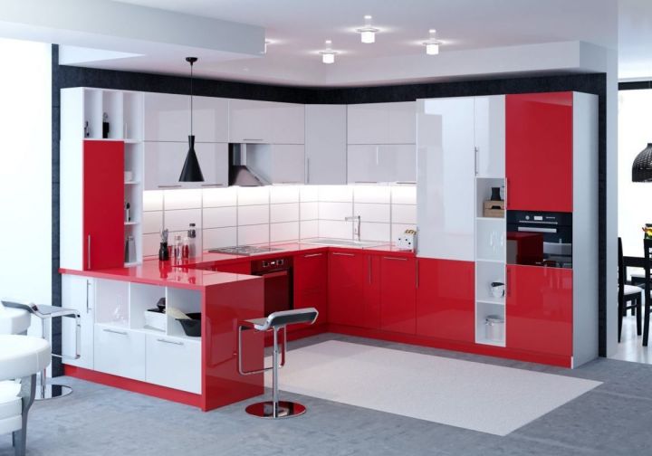 Кухни в красно-белых цветах (22 фото)