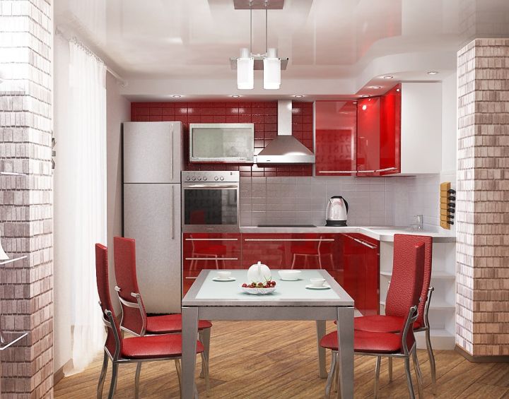 Кухня красного цвета: особенности дизайна, фото, сочетания