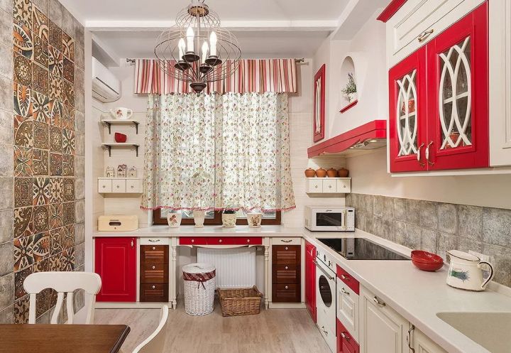 Дизайн красно-белой кухни (46 фото)