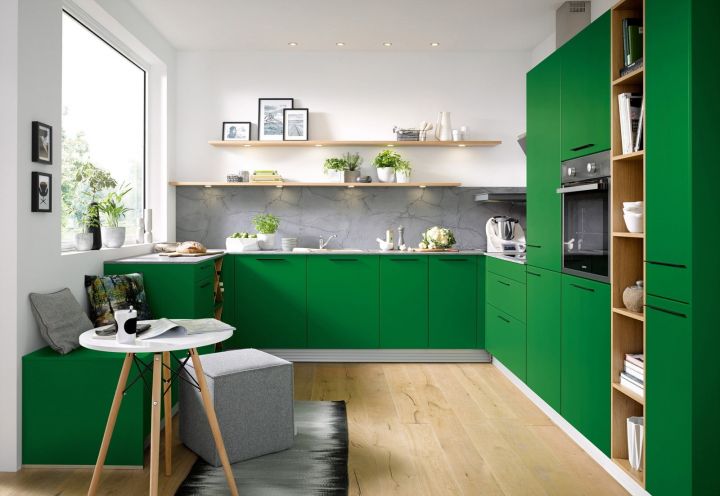 Зеленые кухни на фото, дизайн интерьера кухни в зеленом цвете, купить в Москве