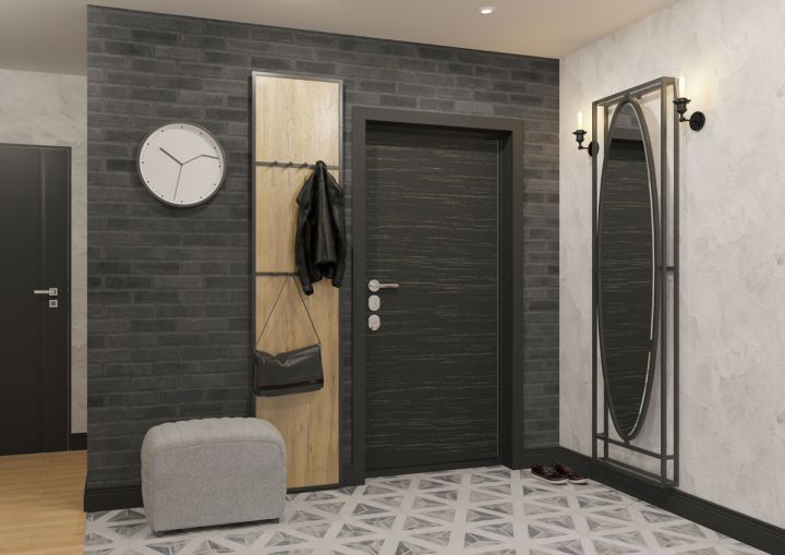 Настенное зеркало и панель для прихожей с вешалкой Loft