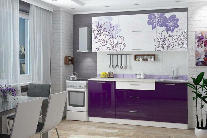 Фиолетовая кухня: варианты сочетания кухни фиолетовых оттенков, 200 фото дизайна