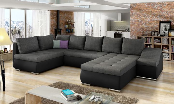 Мягкий угловой диван NORE Giovanni, серый/черный