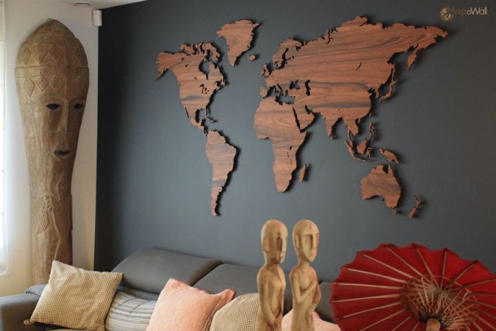 Интерьерная карта мира деревянная декор