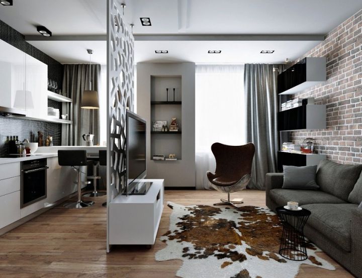 Оформления дизайна и интерьера однокомнатных квартир 33 кв м