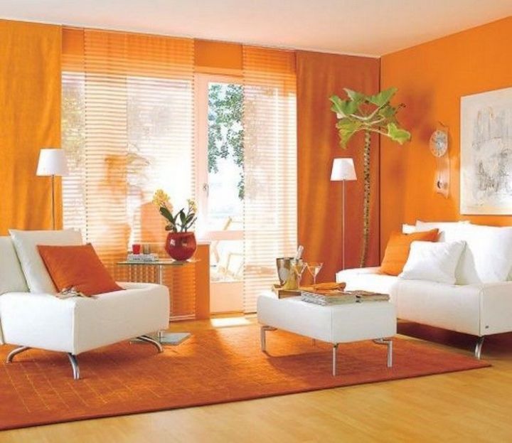 Оранжевый цвет в интерьере комнат: 60 стильных идей и фото