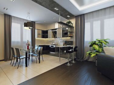 Дизайн кухни гостиной: основные методы зонирования (реальные фото)