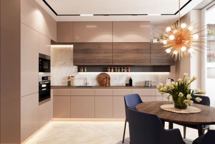 Дизайн кухни в бежево-коричневых тонах — лучшие решения для интерьера на фото от SALON