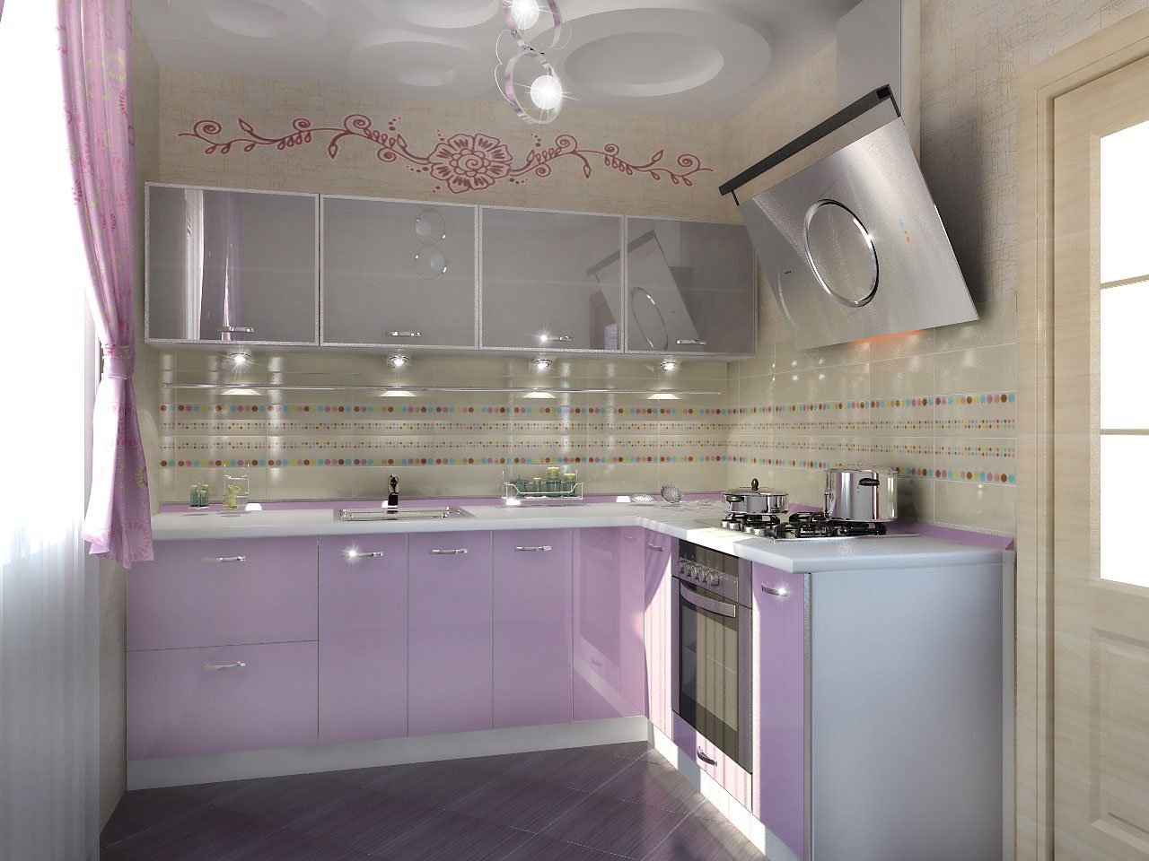 Кухня Серо Фиолетовая Фото