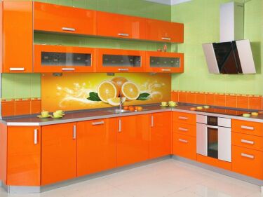 Черно оранжевая кухня (54 фото)