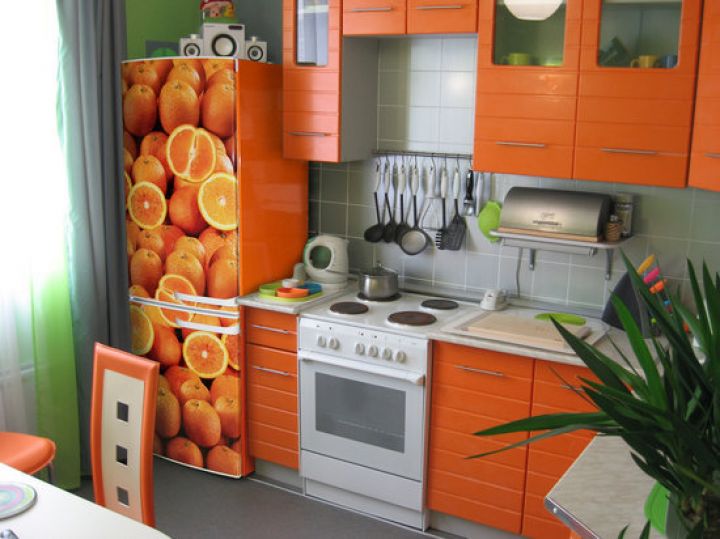 Апельсиновая кухня в интерьере