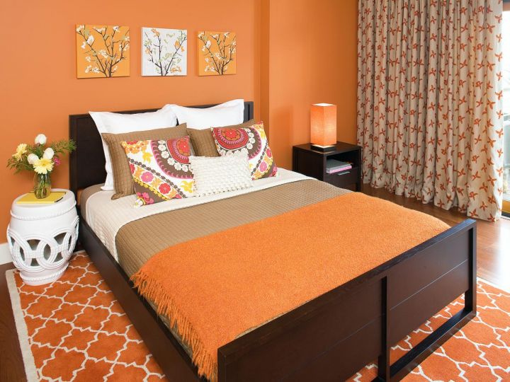 спальня в оранжевом цвете