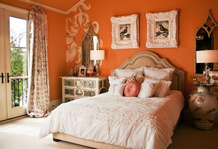 Оранжевая спальня: дизайн интерьера спальни в зеленых тонах, 30+ фото
