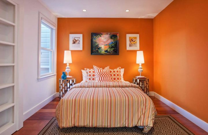 Оранжевый в интерьере разных комнат