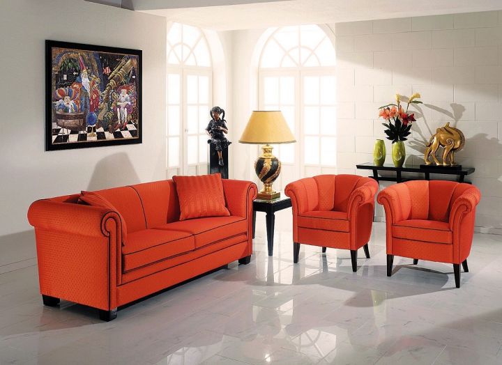 Оранжевый цвет в гостиной: 40 жизнерадостных интерьеров | myDecor