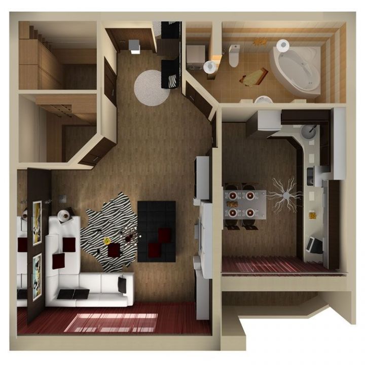Дизайн-проекты двухкомнатных квартир в стиле современный
