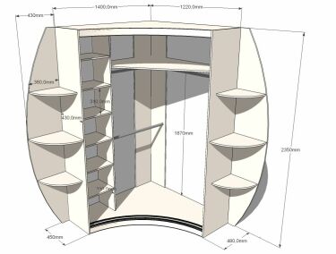 План углового шкафа купе