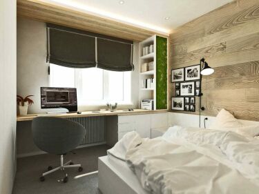 Дизайн интерьера спальни с рабочей зоной