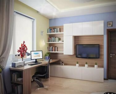 Дизайн гостиной-кабинета: 30 фото идей совмещения гостиной с рабочей зоной