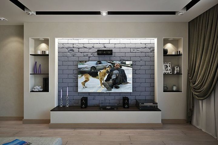 Дизайн стены под телевизор из гипсокартона