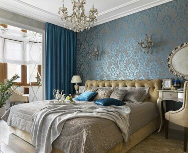 Преимущества и недостатки дизайна спальни в голубом цвете