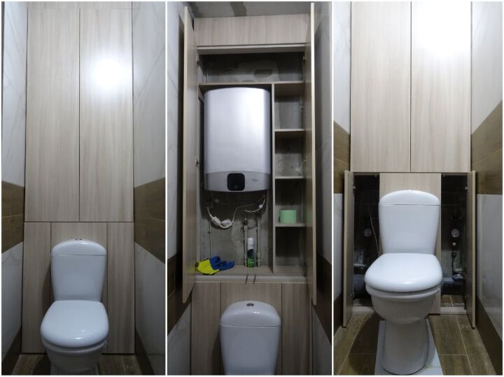 Встроенные шкафы в туалете за унитазом: разновидности моделей и тонкости изготовления