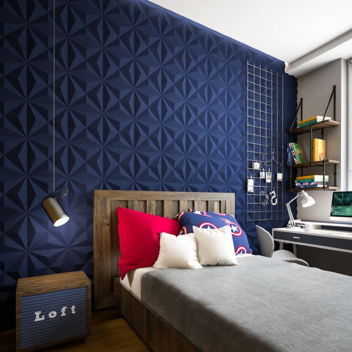 Спальня в синих тонах: дизайн и фото