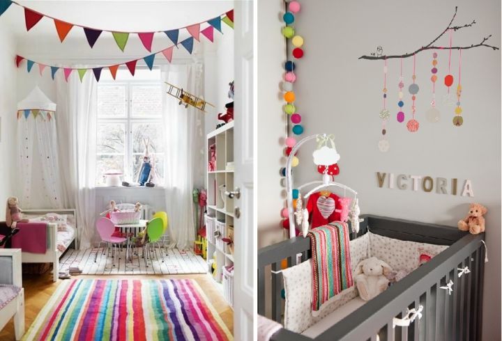 Яркий декор в детской комнате Скандинавского стиля