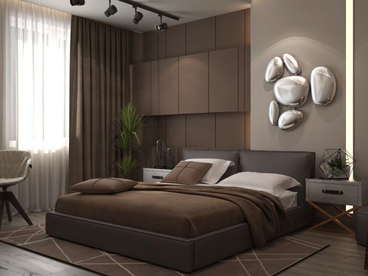 Дизайны интерьера спален в шоколадно-коричневых тонах