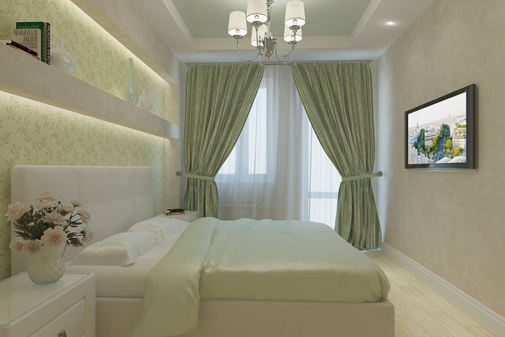 Бело зеленая спальня (71 фото)