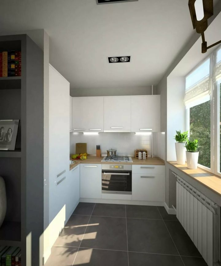 Дизайн кухни в хрущевке с холодильником (59 фото)