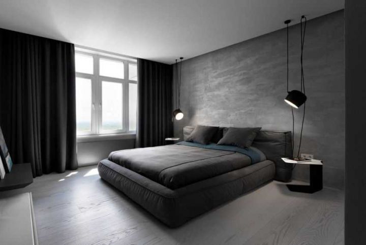 Черно белая спальня дизайн - 59 фото