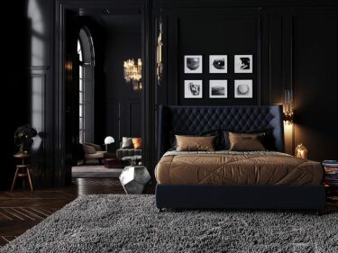 Дизайн спальни с темной мебелью: благородство венге и фактурность черного