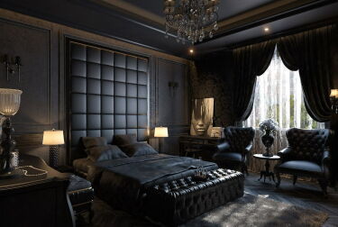Черная спальня дизайн (64 фото)