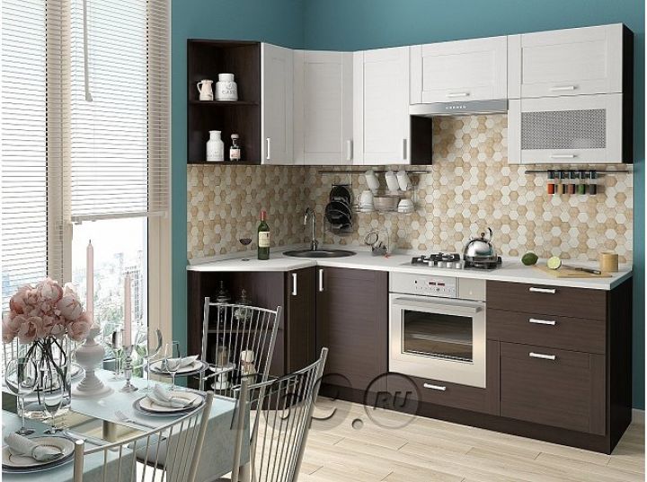 Угловая кухня Лофт-03 Snow Veralinga/Wenge Veraling