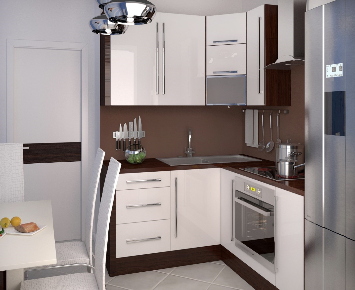 Кухня Дизайн Фото Угловые Холодильником