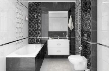 Светлые горизонтальные поверхности будут лучше смотреться в небольших ванных комнатах