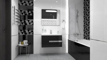 Тёмная мозаика способна сузить границы ванной комнаты, для малогабаритных помещений лучше выбирать крупный формат отделки