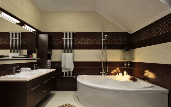 Плитка коричневая для ванной комнаты