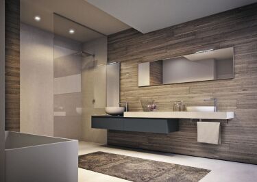 Отделка стен в ванной: варианты дизайна, виды отделок и оригинальные сочетания 2021 года (85 фото)