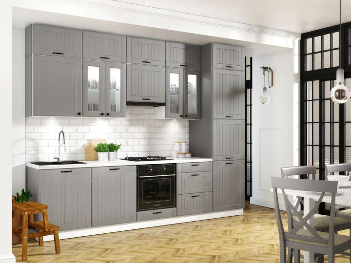 Серый цвет стен в интерьере кухни (42 фото)