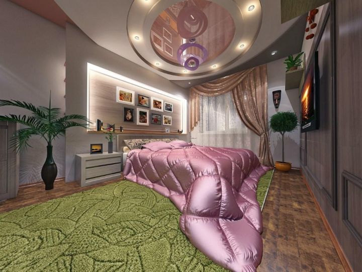 3D-визуализация спальни с прорисовкой мельчайших деталей в оформлении