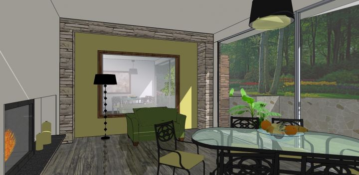 Точная планировка гостиной комнаты в программе SketchUP Pro