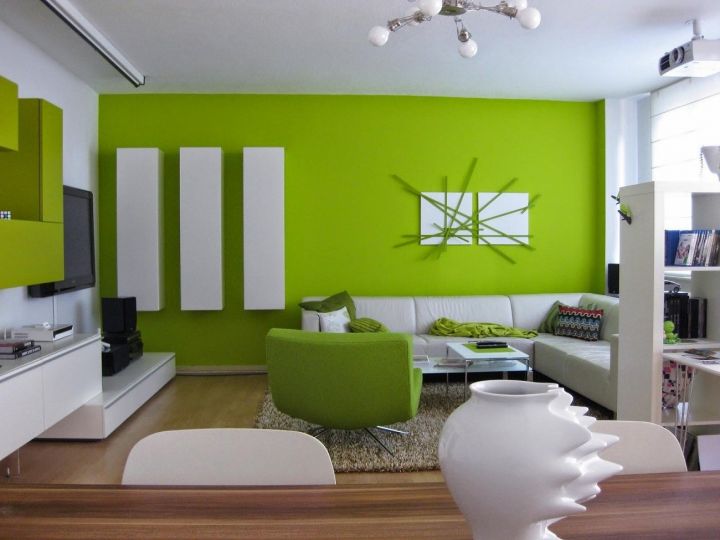 Зеленый цвет в гостиной