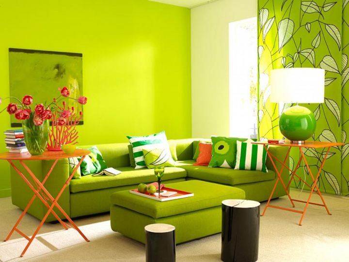 Зеленый цвет в интерьере, сочетание с другими цветами, модные тенденции, фото
