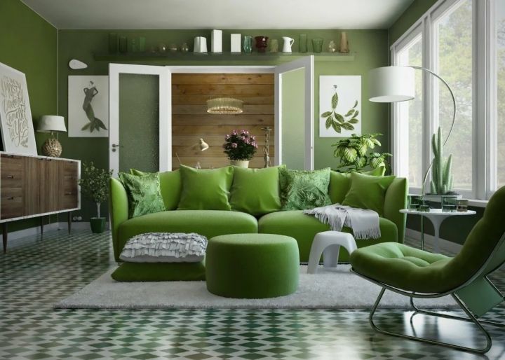 Очаровательные капельки стильной свежести: 52 идеи по внедрению зелёного цвета в интерьер